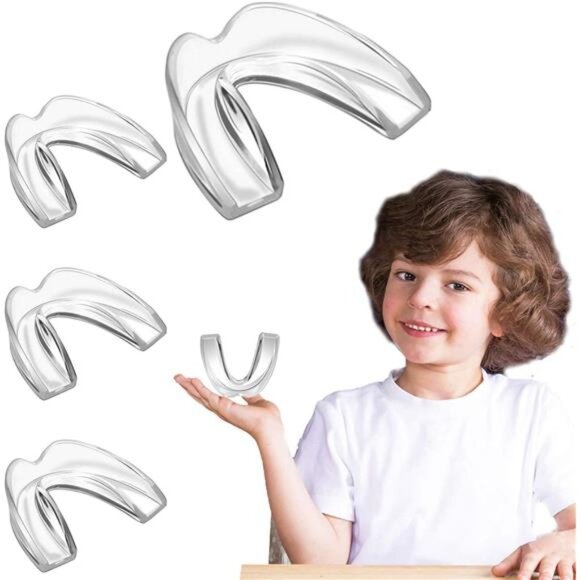 Kids Mouth Guard for Teeth Grinding, Pack of 4 Bite Guards + Dental Guard Case - Picture 1 of 6